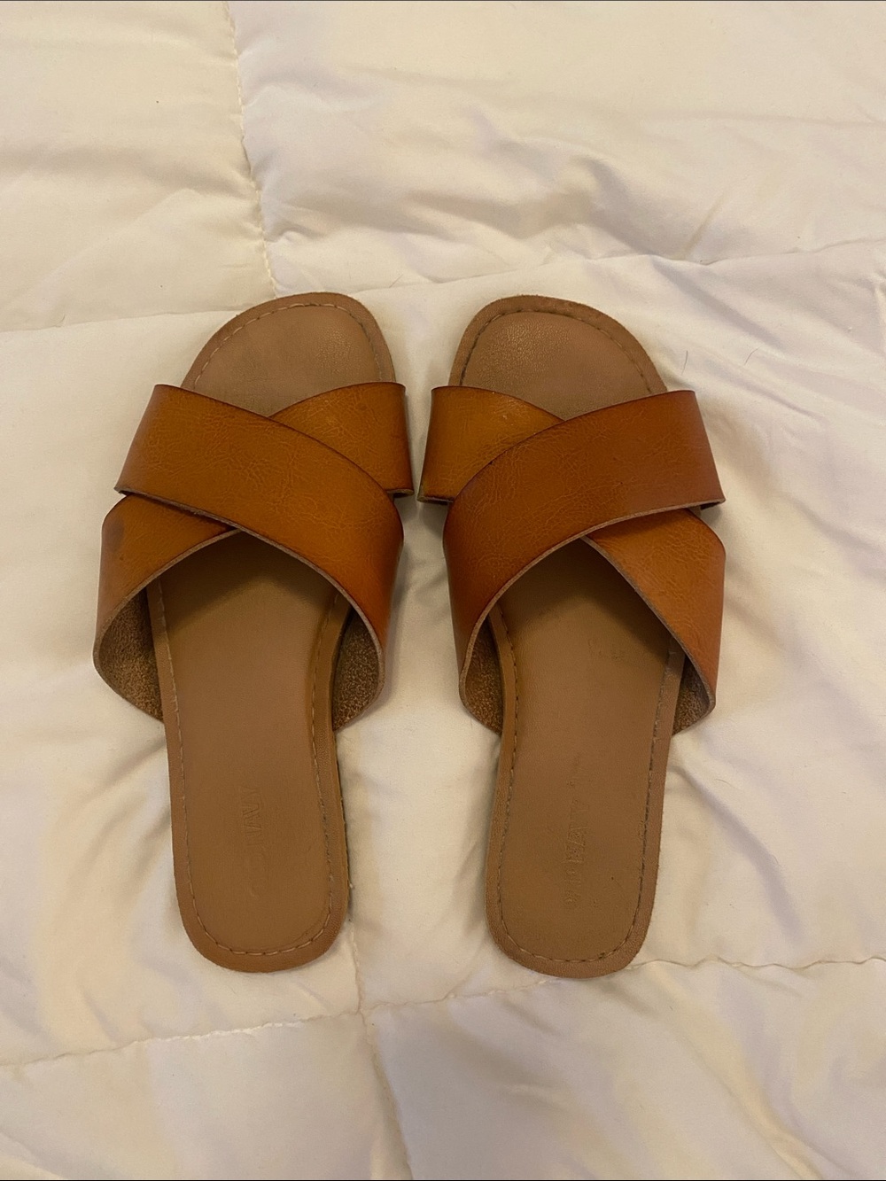 Old Navy Cognac Crisscross Slide Sandals